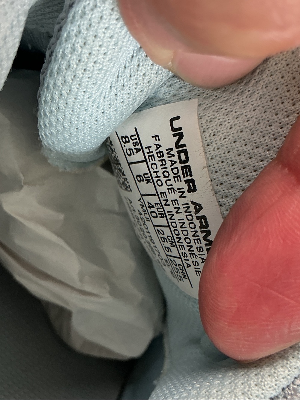 Under Armour Women's Light Gray and Pale Blue Mesh Athletic Sneakers - Picture 5 of 5